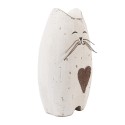 Clayre & Eef Image de décoration Chat 8x6x14 cm Blanc Marron Bois Aucune forme