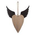 Clayre & Eef Pendentif de décoration Coeur 25x4x30 cm Blanc Marron Bois Aucune forme