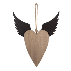 Clayre & Eef Pendentif de décoration Coeur 25x4x30 cm Blanc Marron Bois Aucune forme