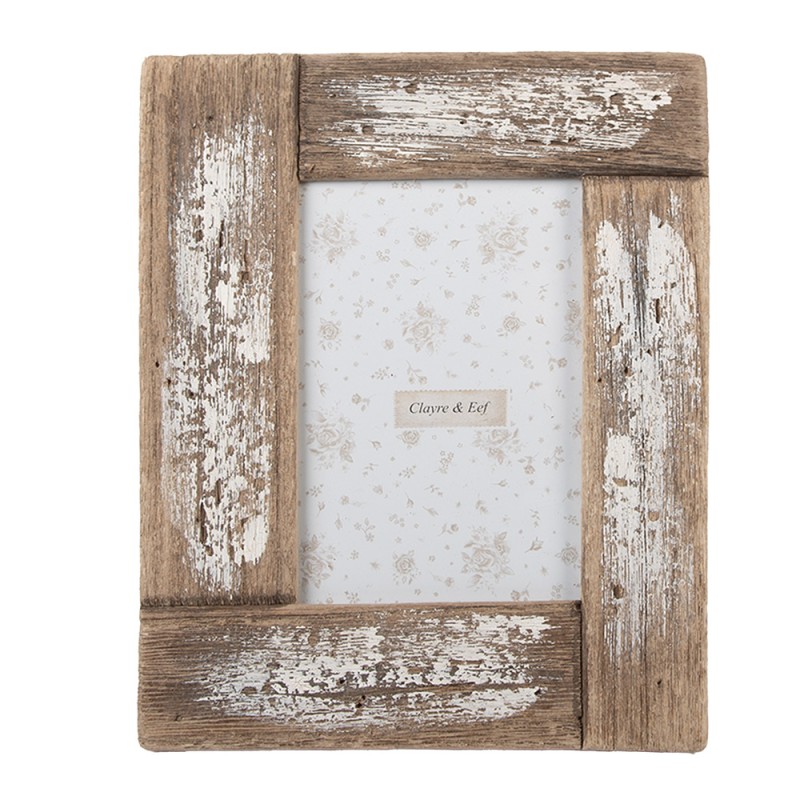 Clayre & Eef Cadre photo 10x15 cm Marron Blanc Bois Aucune forme