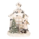 Clayre & Eef Décoration de Noël avec lumières LED Maison 16x9x21 cm Beige Plastique Aucune forme