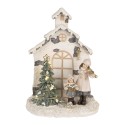 Clayre & Eef Décoration de Noël avec lumières LED Maison 16x9x21 cm Beige Plastique Aucune forme