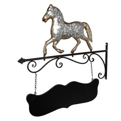 Clayre & Eef Aushängeschild Pferd 66x3x67 cm Grau Metall Keine Form