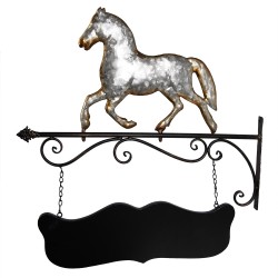 Clayre & Eef Aushängeschild Pferd 66x3x67 cm Grau Metall Keine Form