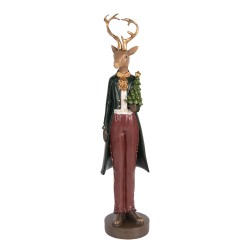 Clayre & Eef Image de décoration Cerf 9x9x37 cm Marron Plastique Aucune forme