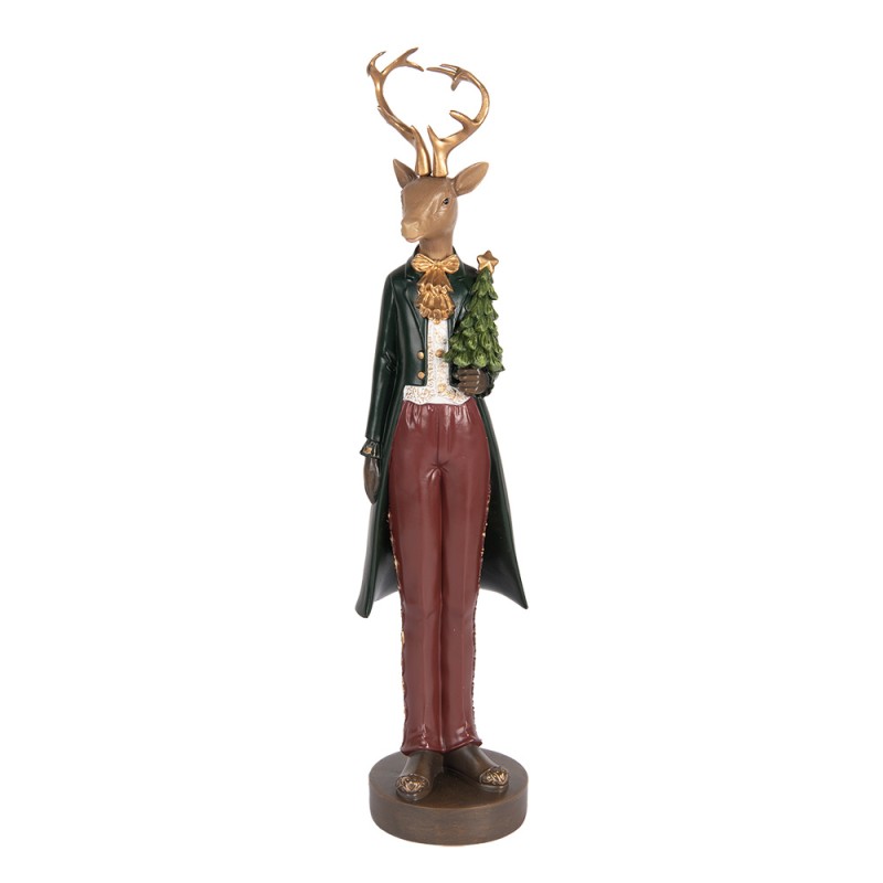 Clayre & Eef Image de décoration Cerf 9x9x37 cm Marron Plastique Aucune forme