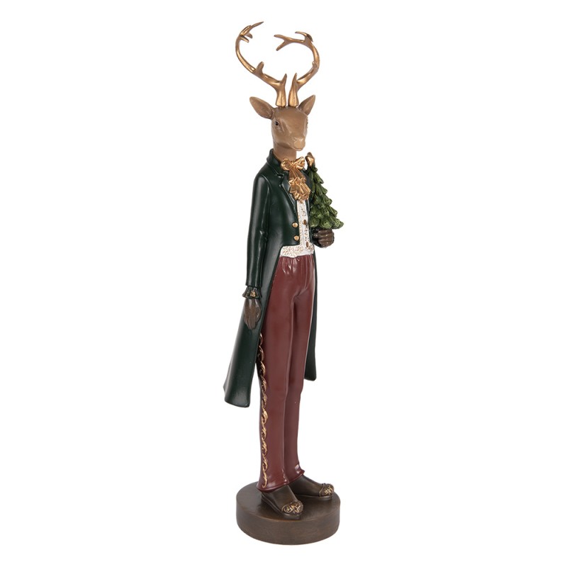 Clayre & Eef Image de décoration Cerf 9x9x37 cm Marron Plastique Aucune forme