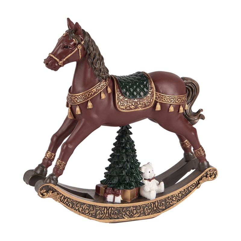 Clayre & Eef Décoration de Noël Image Cheval à bascule 18x5x19 cm Marron Plastique Aucune forme