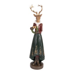Clayre & Eef Image de décoration Cerf 9x8x37 cm Marron Plastique Aucune forme