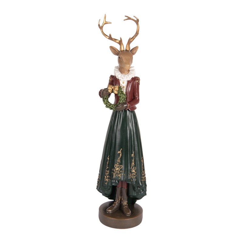 Clayre & Eef Image de décoration Cerf 9x8x37 cm Marron Plastique Aucune forme