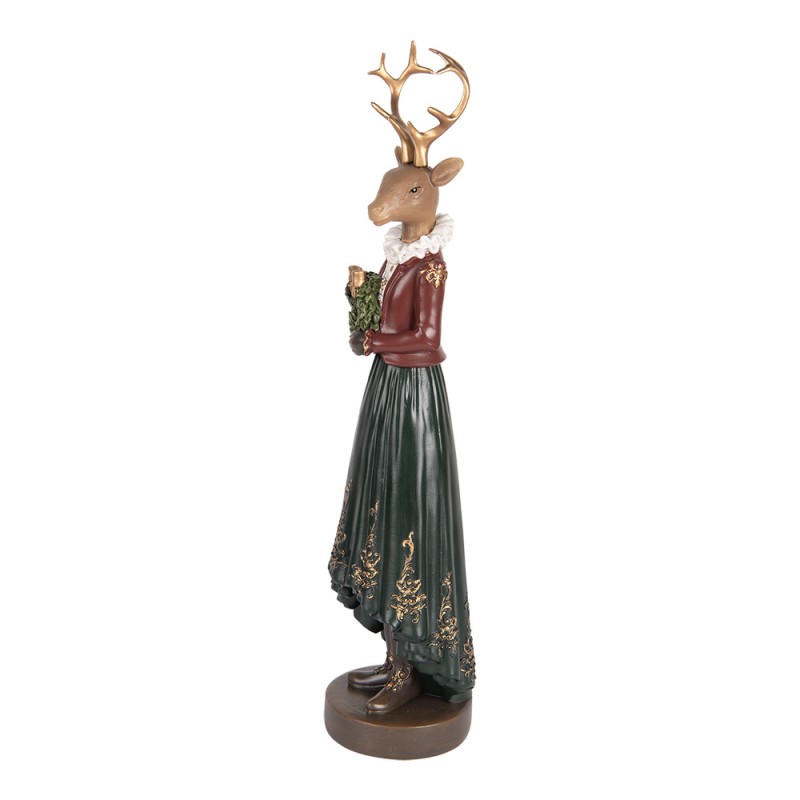 Clayre & Eef Image de décoration Cerf 9x8x37 cm Marron Plastique Aucune forme