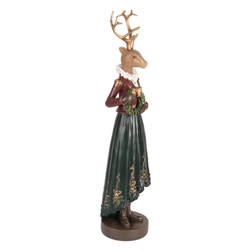 Clayre & Eef Image de décoration Cerf 9x8x37 cm Marron Plastique Aucune forme