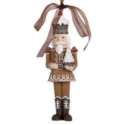 Clayre & Eef Pendentif de Noël Casse-noisette 4x2x13 cm Marron Plastique Aucune forme
