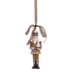Clayre & Eef Pendentif de Noël Casse-noisette 4x2x13 cm Marron Plastique Aucune forme