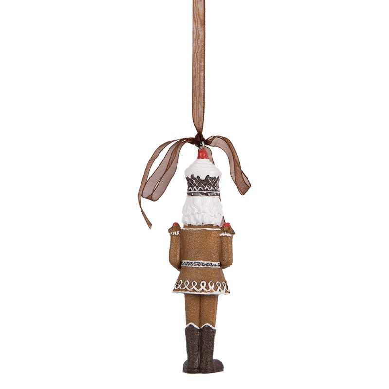 Clayre & Eef Pendentif de Noël Casse-noisette 4x2x13 cm Marron Plastique Aucune forme