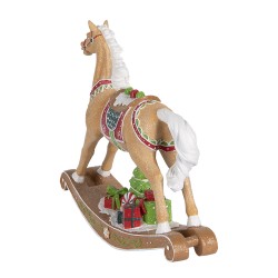 Clayre & Eef Décoration de Noël Image Cheval à bascule 26x7x24 cm Marron Plastique Aucune forme