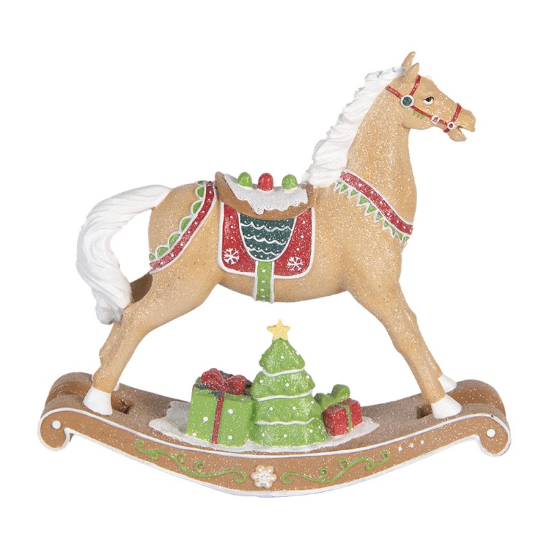 Clayre & Eef Décoration de Noël Image Cheval à bascule 26x7x24 cm Marron Plastique Aucune forme