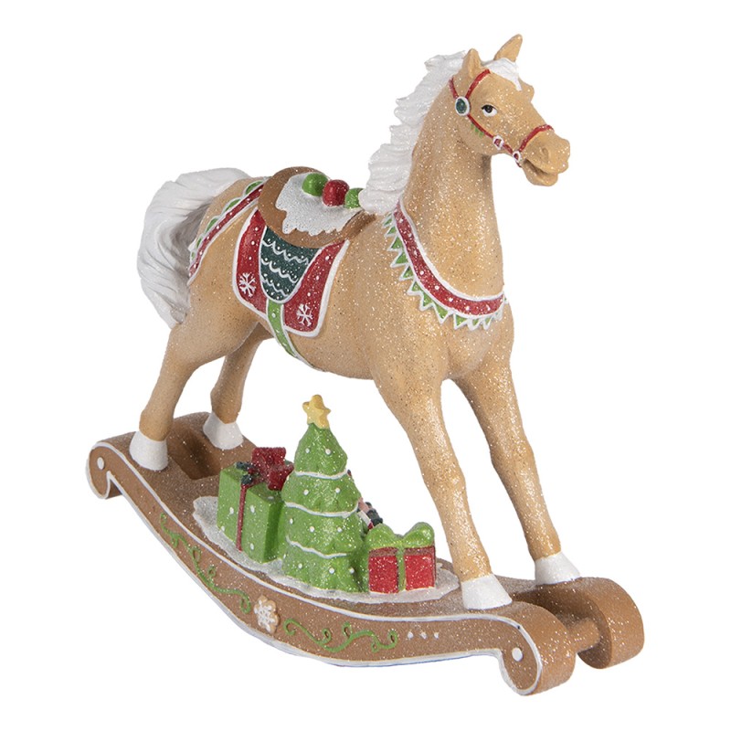 Clayre & Eef Décoration de Noël Image Cheval à bascule 26x7x24 cm Marron Plastique Aucune forme