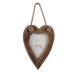 Clayre & Eef Cadre photo 10x15 cm Marron Bois En forme de coeur