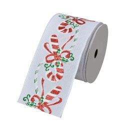 Clayre & Eef Kerstlint 63 mm x 5 m Wit Synthetisch
