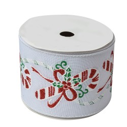 Clayre & Eef Kerstlint 63 mm x 5 m Wit Synthetisch