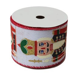 Clayre & Eef Christmas ribbon 63 mm x 5 m White Synthetic
