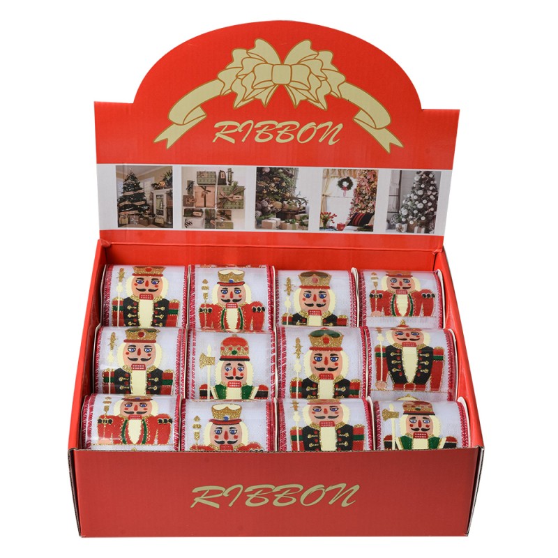 Clayre & Eef Christmas ribbon 63 mm x 5 m White Synthetic