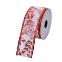 Clayre & Eef Ruban de Noël 38 mm Blanc Rouge Synthétique
