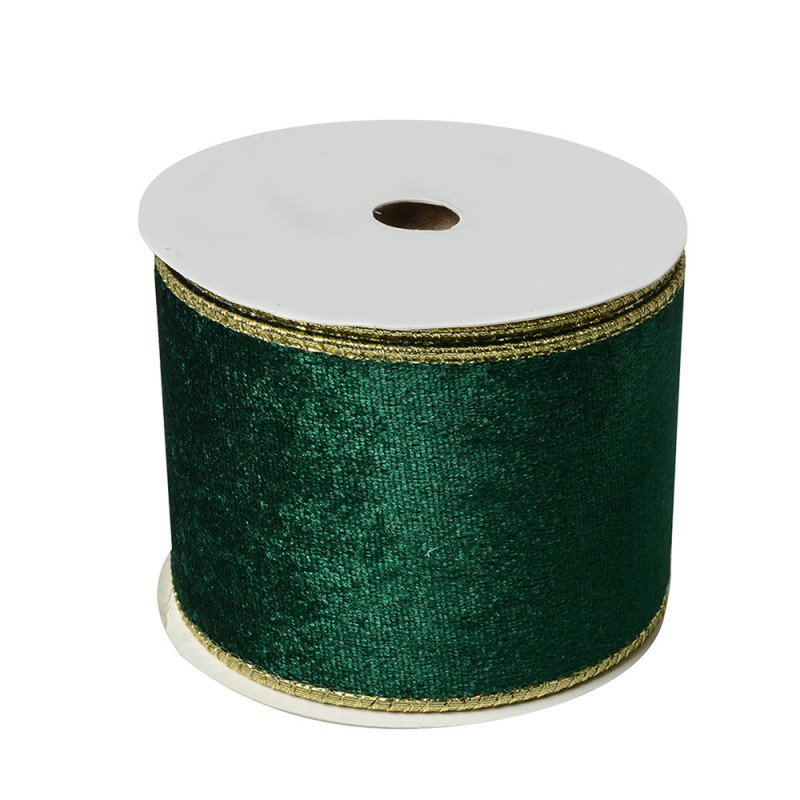 Clayre & Eef Decoratie Lint 63 mm x 5 m Groen Synthetisch