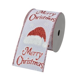 Clayre & Eef Christmas ribbon 63 mm x 5 m White Synthetic