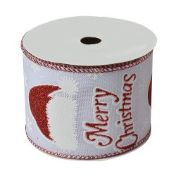 Clayre & Eef Christmas ribbon 63 mm x 5 m White Synthetic