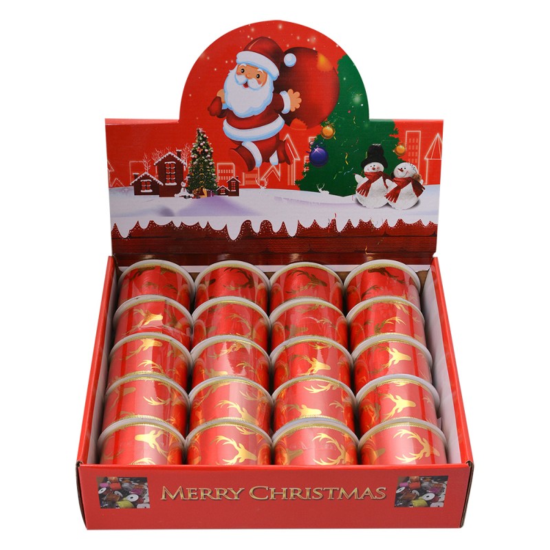 Clayre & Eef Christmas ribbon 50 mm Red Gold colored Synthetic