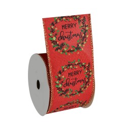 Clayre & Eef Kerstlint 63 mm x 5 m Rood Synthetisch