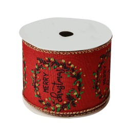 Clayre & Eef Kerstlint 63 mm x 5 m Rood Synthetisch