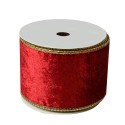 Clayre & Eef Ruban de décoration 63 mm x 5 m Rouge Synthétique