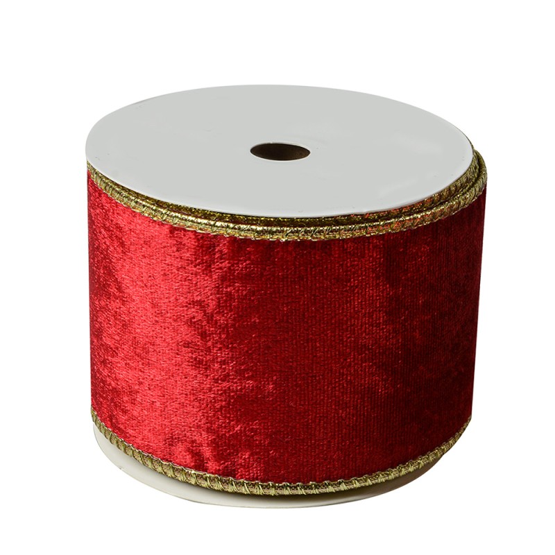 Clayre & Eef Ruban de décoration 63 mm x 5 m Rouge Synthétique