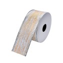 Clayre & Eef Kerstlint 38 mm Wit Goudkleurig Synthetisch
