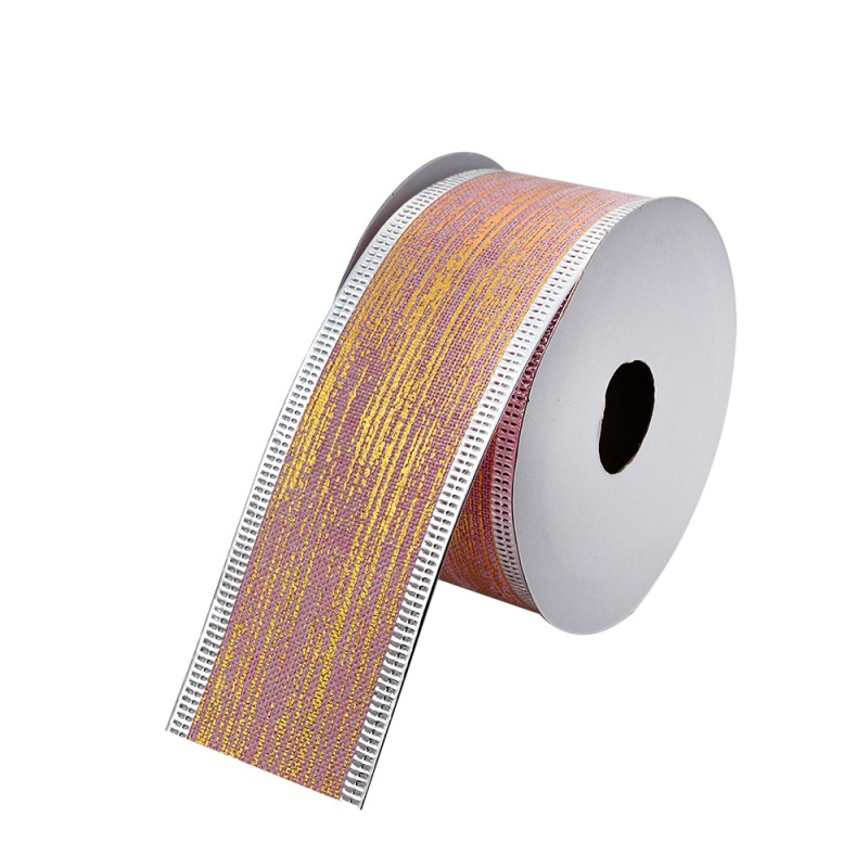 Clayre & Eef Ruban de Noël 38 mm Rose Couleur or Synthétique