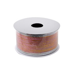 Clayre & Eef Kerstlint 38 mm Roze Goudkleurig Synthetisch