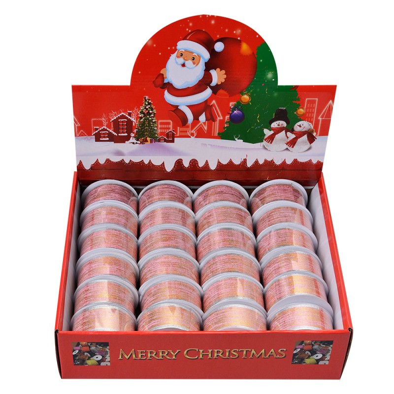 Clayre & Eef Ruban de Noël 38 mm Rose Couleur or Synthétique
