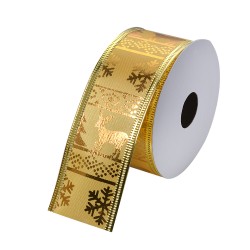 Clayre & Eef Weihnachtsband 38 mm Goldfarbig Synthetisch