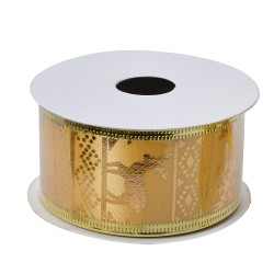 Clayre & Eef Weihnachtsband 38 mm Goldfarbig Synthetisch