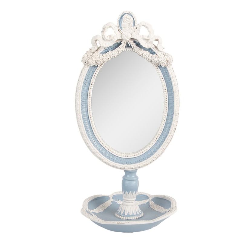 Clayre & Eef Miroir de table 14x14x28 cm Bleu Plastique