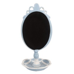 Clayre & Eef Miroir de table 14x14x28 cm Bleu Plastique