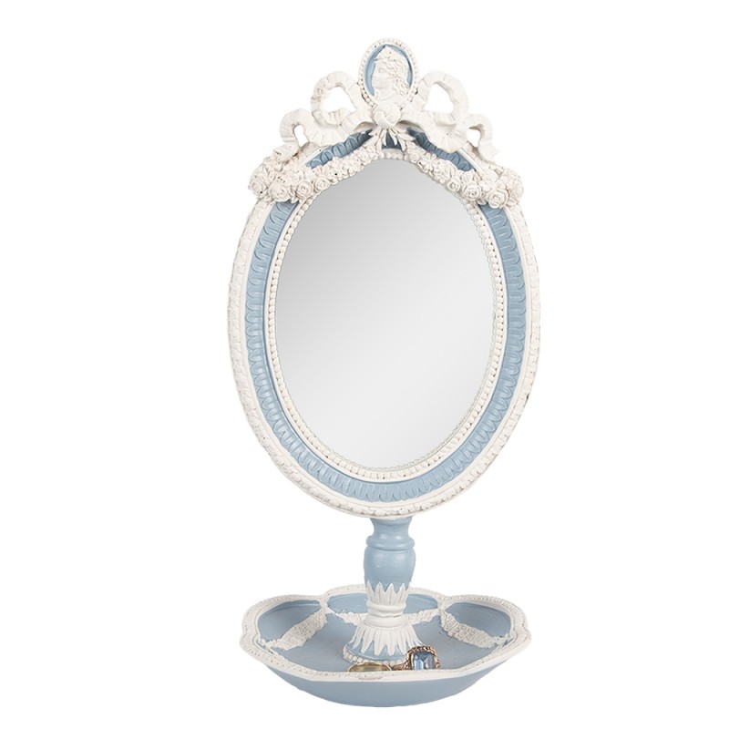 Clayre & Eef Miroir de table 14x14x28 cm Bleu Plastique