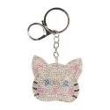 Clayre & Eef Keychain Cat 6x2x11 cm Silver colored Synthetic
