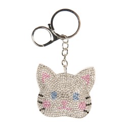 Clayre & Eef Keychain Cat 6x2x11 cm Silver colored Synthetic