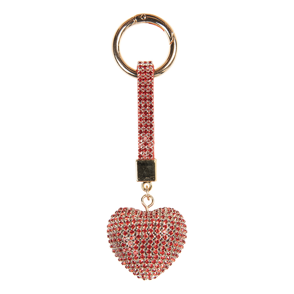 Clayre&Eef Sleutelhanger Hart 4x3x13 cm Rood Kunststof afbeelding