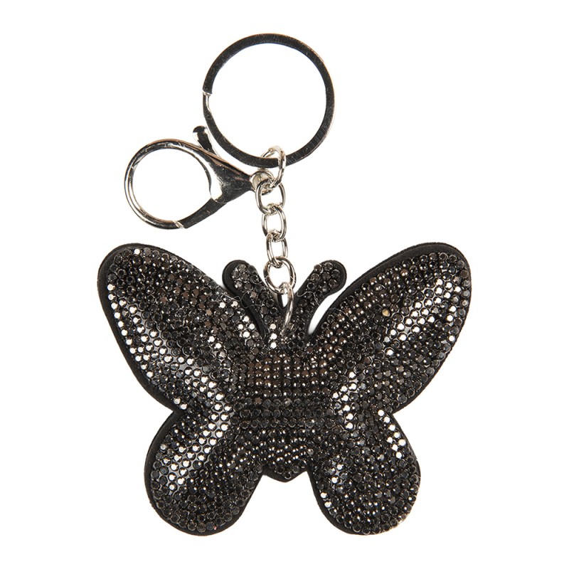 Clayre & Eef Schlüsselanhänger Schmetterling 8x2x11 cm Silberfarbig Synthetisch