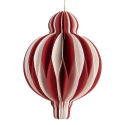 Clayre & Eef Ornamento Natalizio Ø 7x10 cm Rosso Bianco Carta